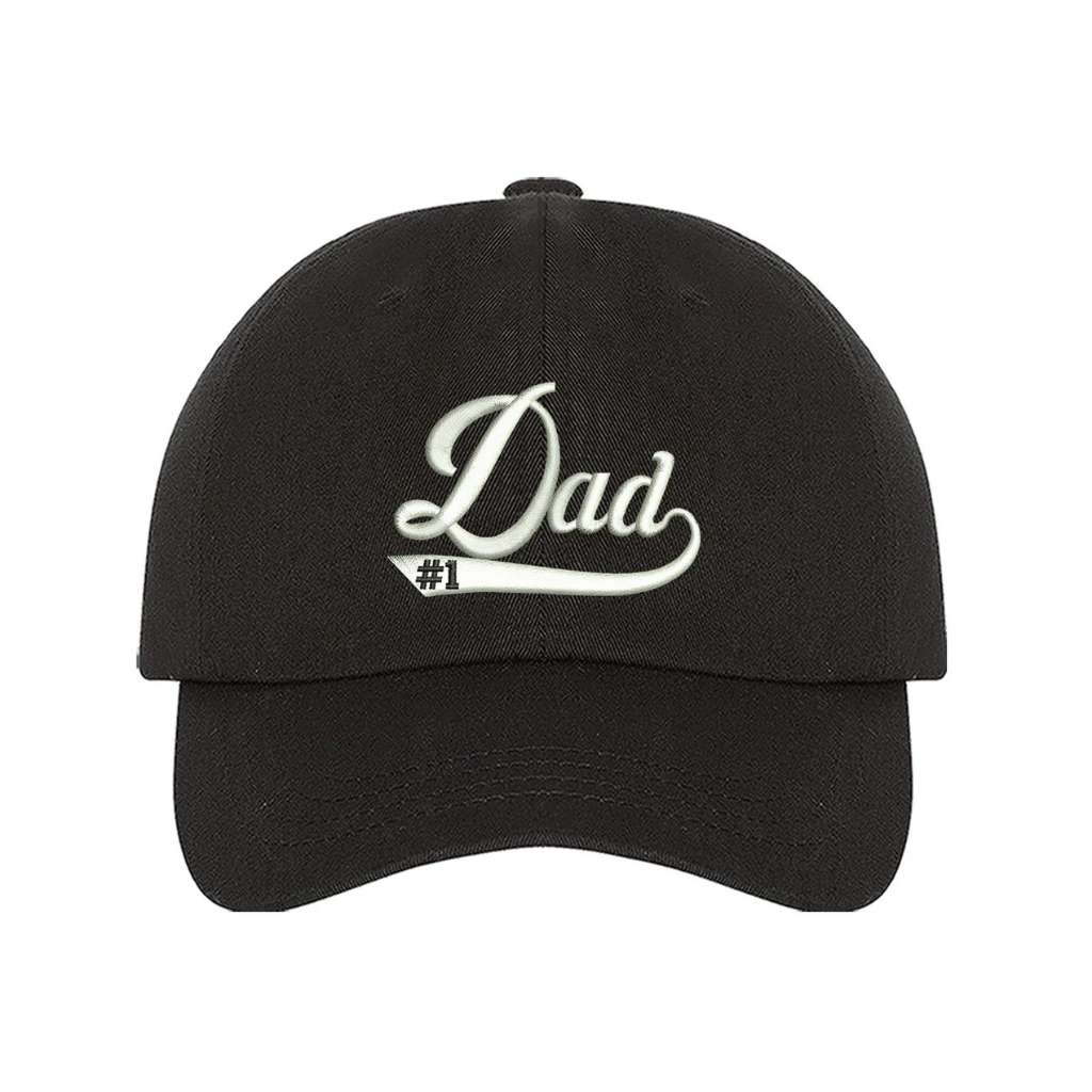 Black baseball hat embroidered with