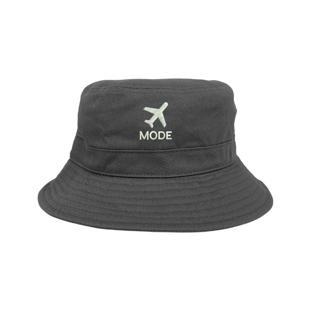 Airplane Mode embroidered grey bucket hat - DSY Lifestyle