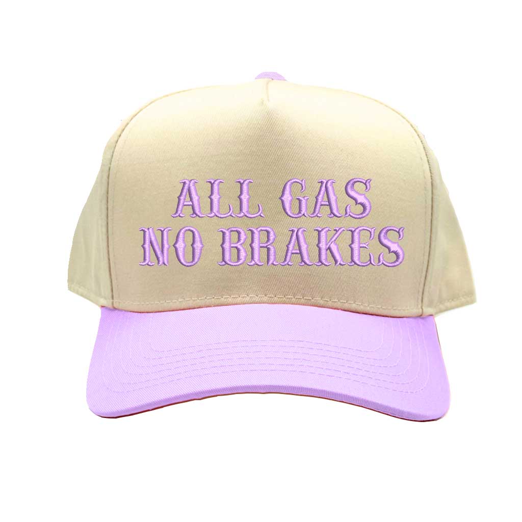 Natural Lavender All Gas No Brakes Two-Tone Embroidered Baseball Hat – A bold statement cap with sleek embroidery, perfect for those who live life at full speed – DSY Lifestyle