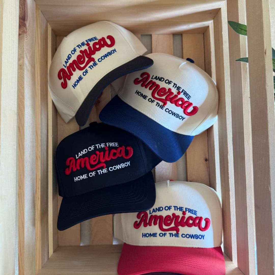 America: Land of the Free, Home of the Cowboy Embroidered Baseball Hat