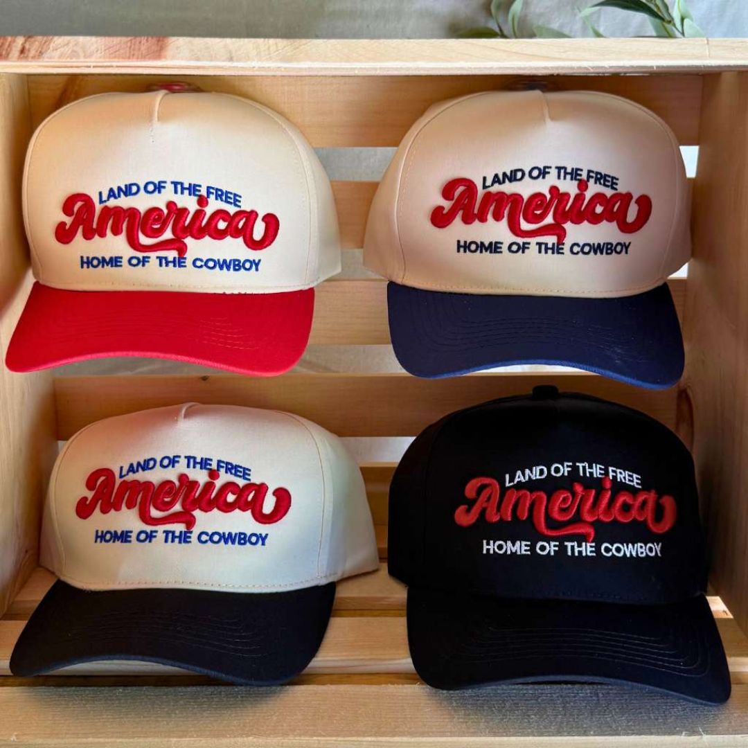 America: Land of the Free, Home of the Cowboy Embroidered Baseball Hat