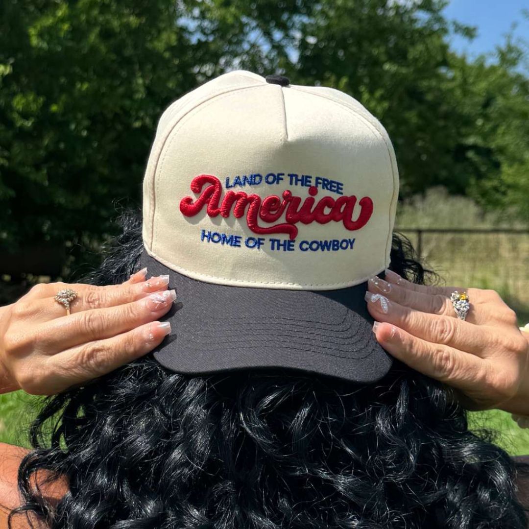 America: Land of the Free, Home of the Cowboy Embroidered Baseball Hat