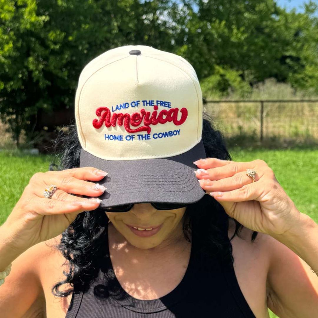 America: Land of the Free, Home of the Cowboy Embroidered Baseball Hat