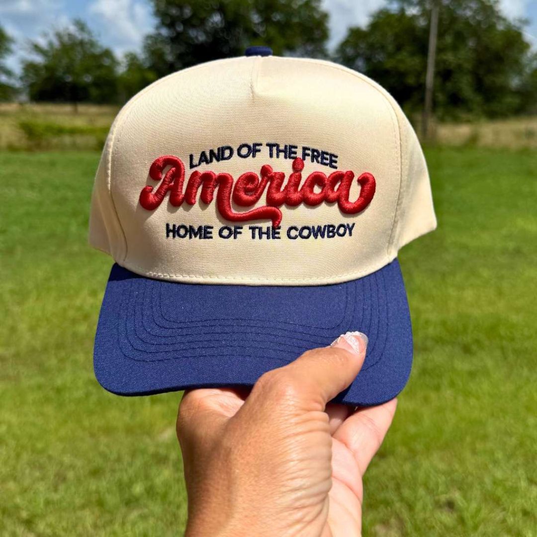 America: Land of the Free, Home of the Cowboy Embroidered Baseball Hat
