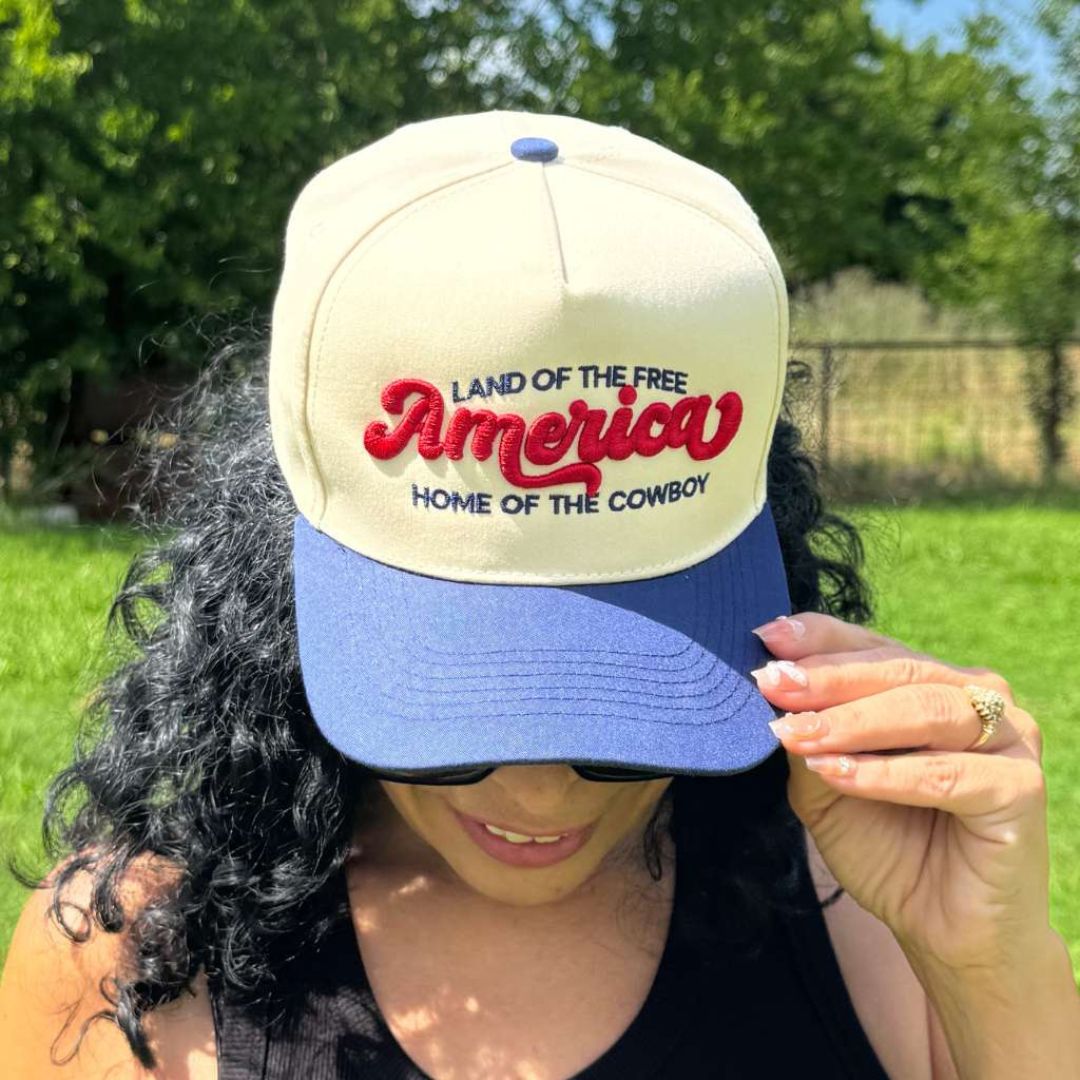 America: Land of the Free, Home of the Cowboy Embroidered Baseball Hat