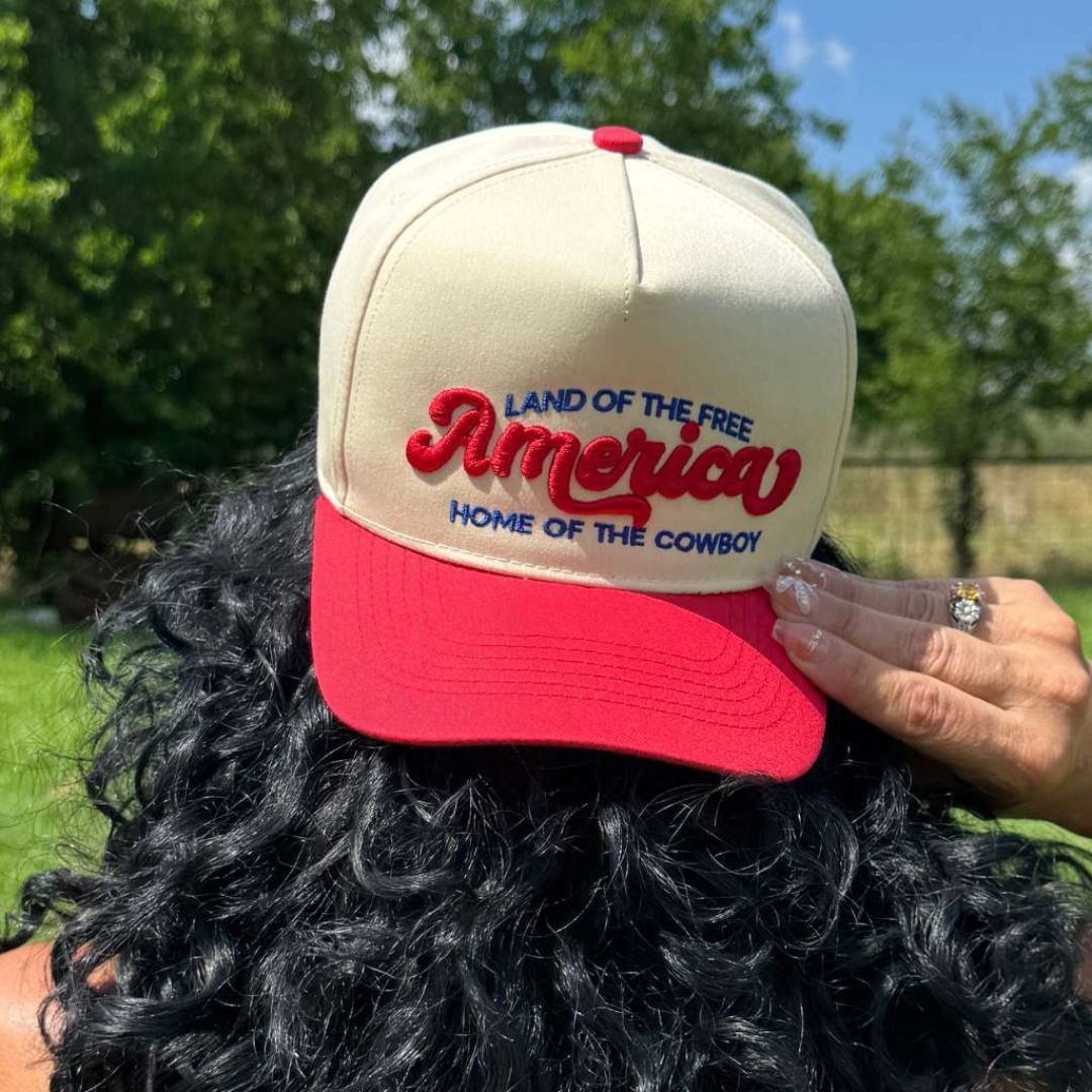 America: Land of the Free, Home of the Cowboy Embroidered Baseball Hat
