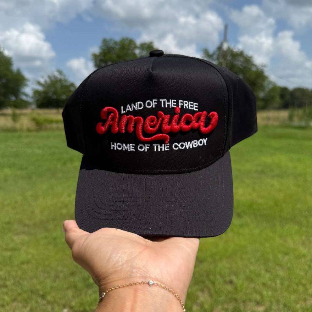 America: Land of the Free, Home of the Cowboy Embroidered Baseball Hat