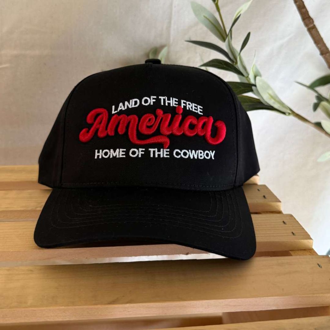 America: Land of the Free, Home of the Cowboy Embroidered Baseball Hat