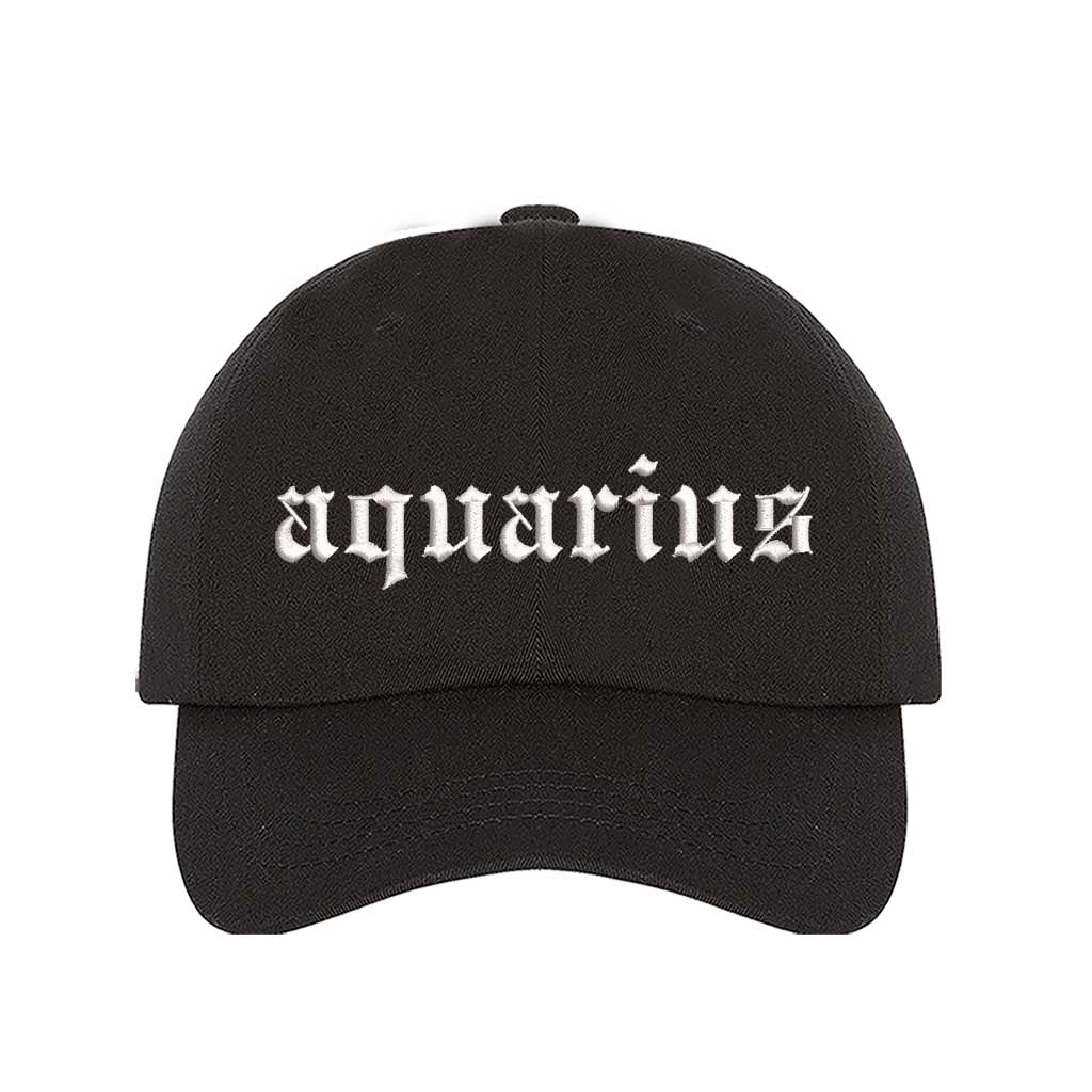 Black Aquarius Baseball Hat, a zodiac statement hat for expressive personalities and everyday standout style. DSY Lifestyle.