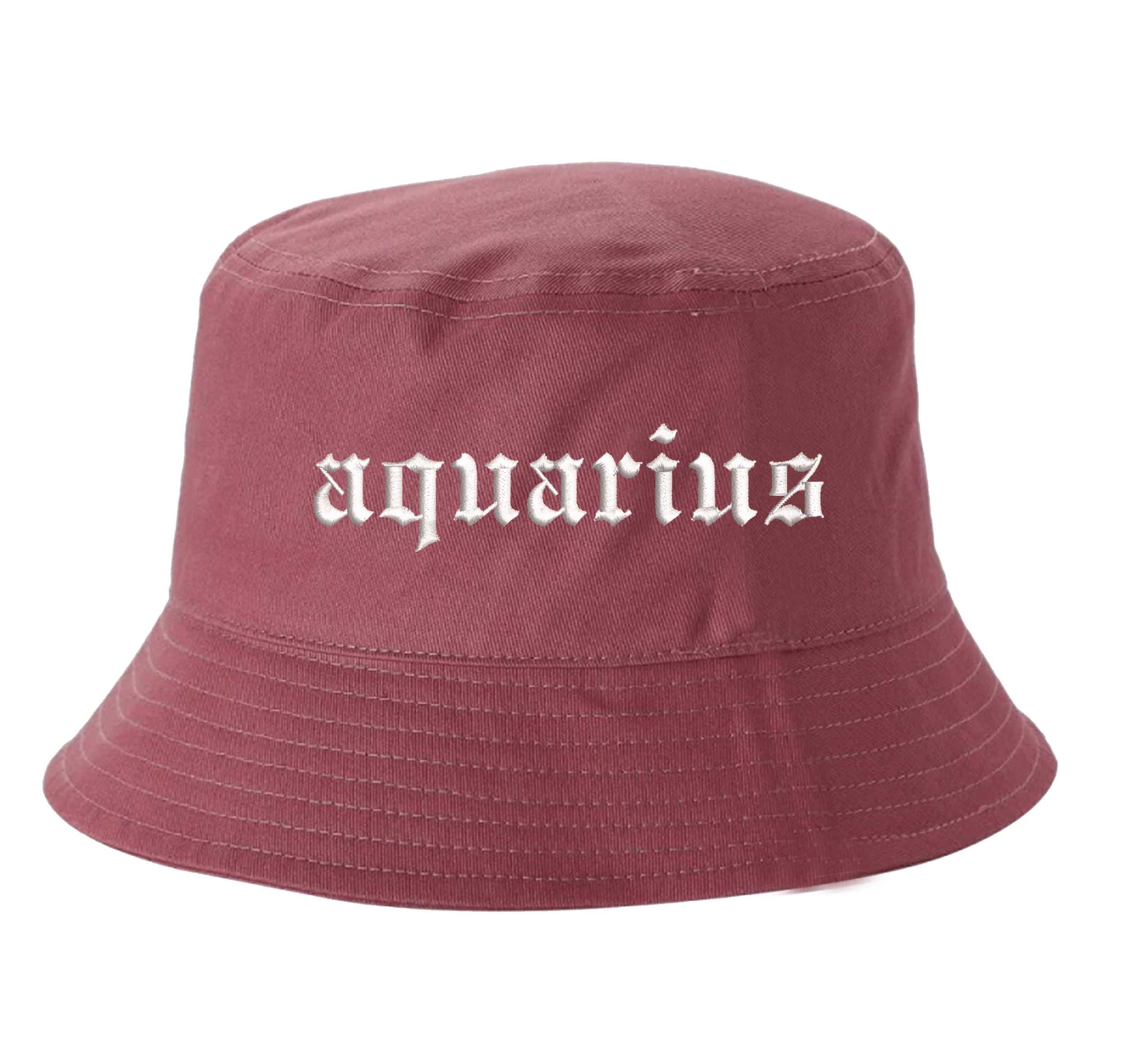Dark Mauve Aquarius Bucket Hat, a zodiac statement hat designed for bold individuality and expressive everyday style. DSY Lifestyle.