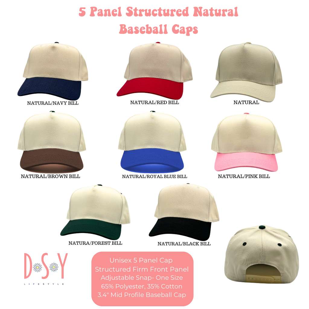 5 Panel Natural Baseball Cap Color Chart