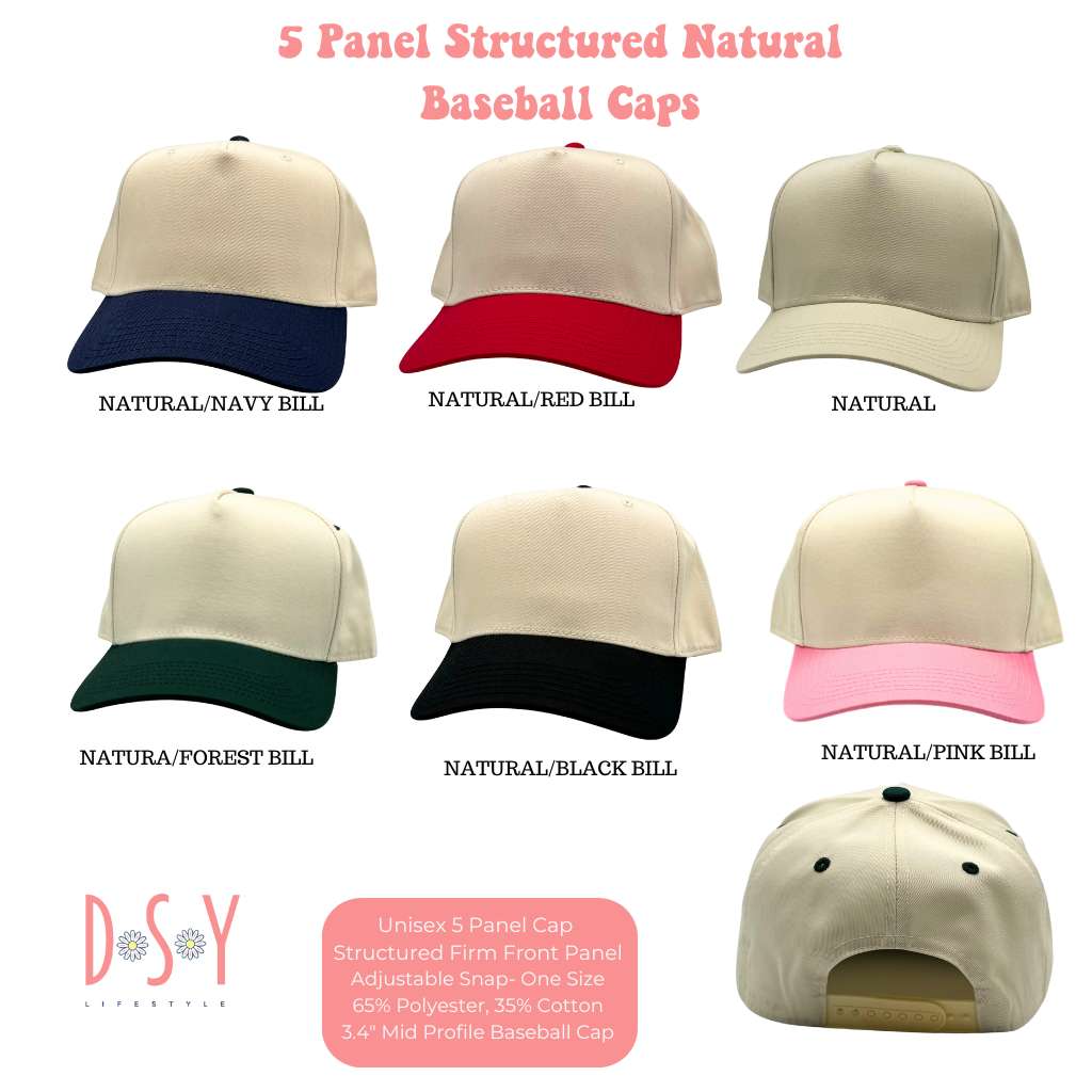 5 Panel Natural Baseball Cap Color Chart-DSY Lifestyle