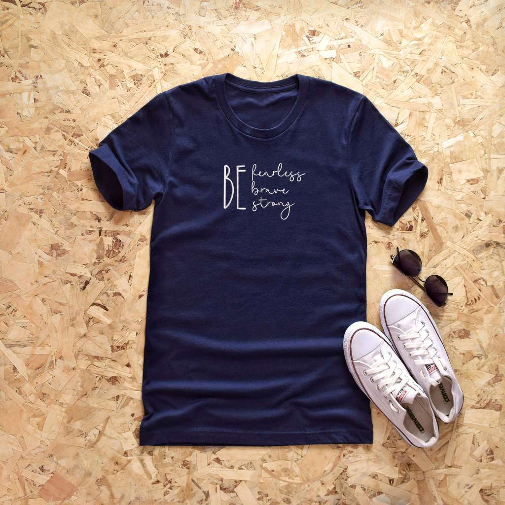 Be Fearless Be Brave Be Strong Oversized Embroidered T-shirt