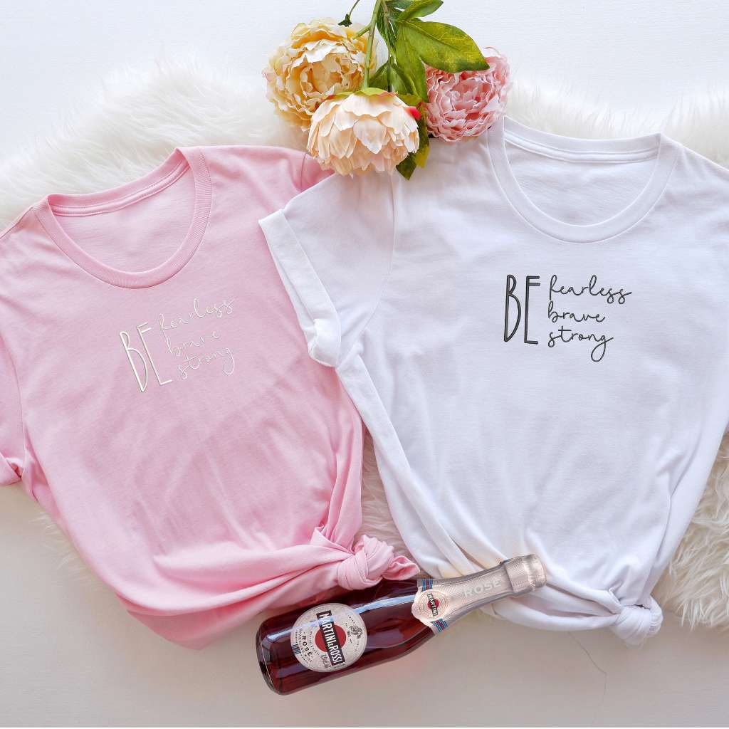 Be Fearless Be Brave Be Strong Oversized Embroidered T-shirt