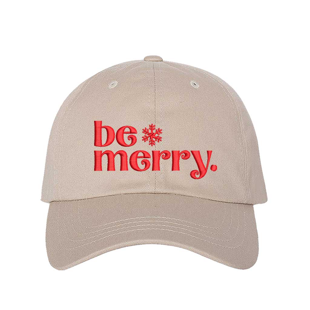 Stone Be Merry Christmas Embroidered Baseball Hat featuring festive red stitching, breathable cotton fabric, and adjustable strap for a perfect holiday fit – DSY Lifestyle