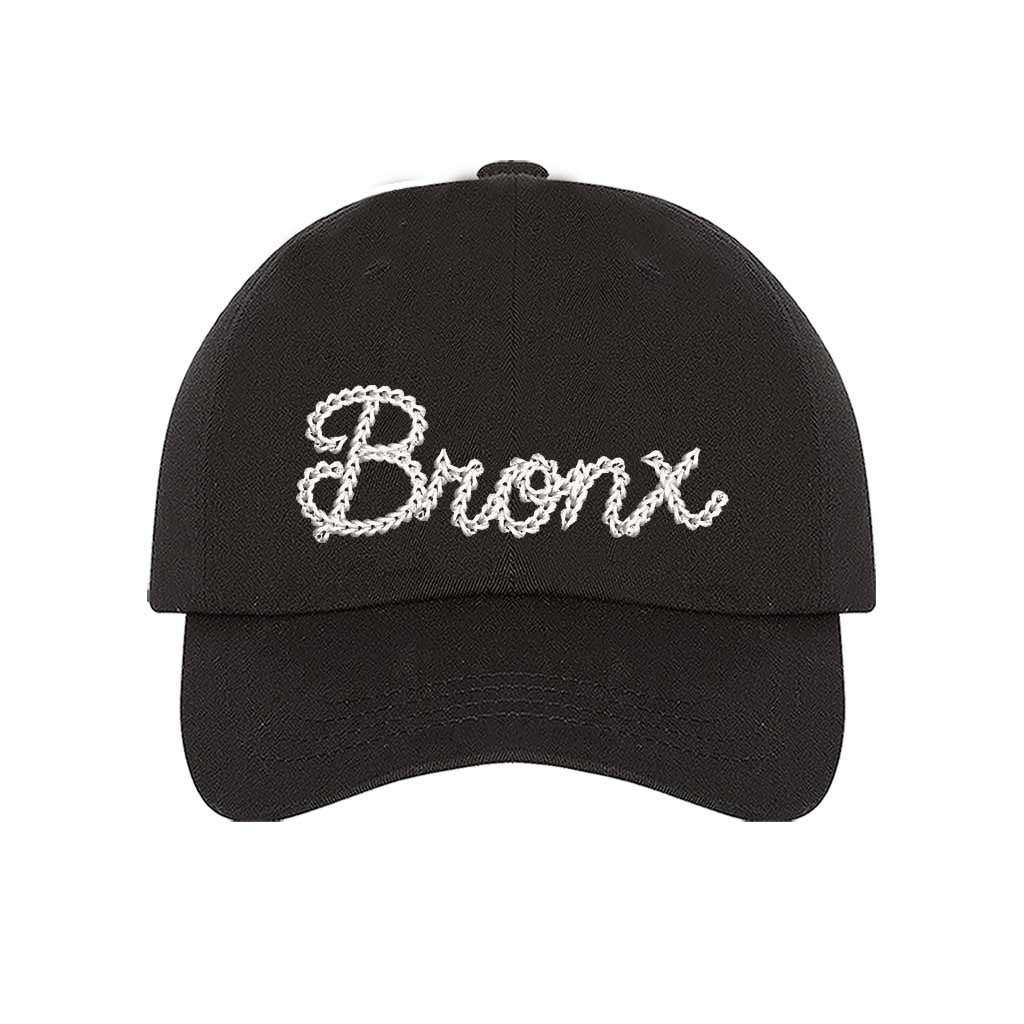 Black Bronx Chain Stitch Embroidered Baseball Hat with vintage-style embroidery - DSY Lifestyle