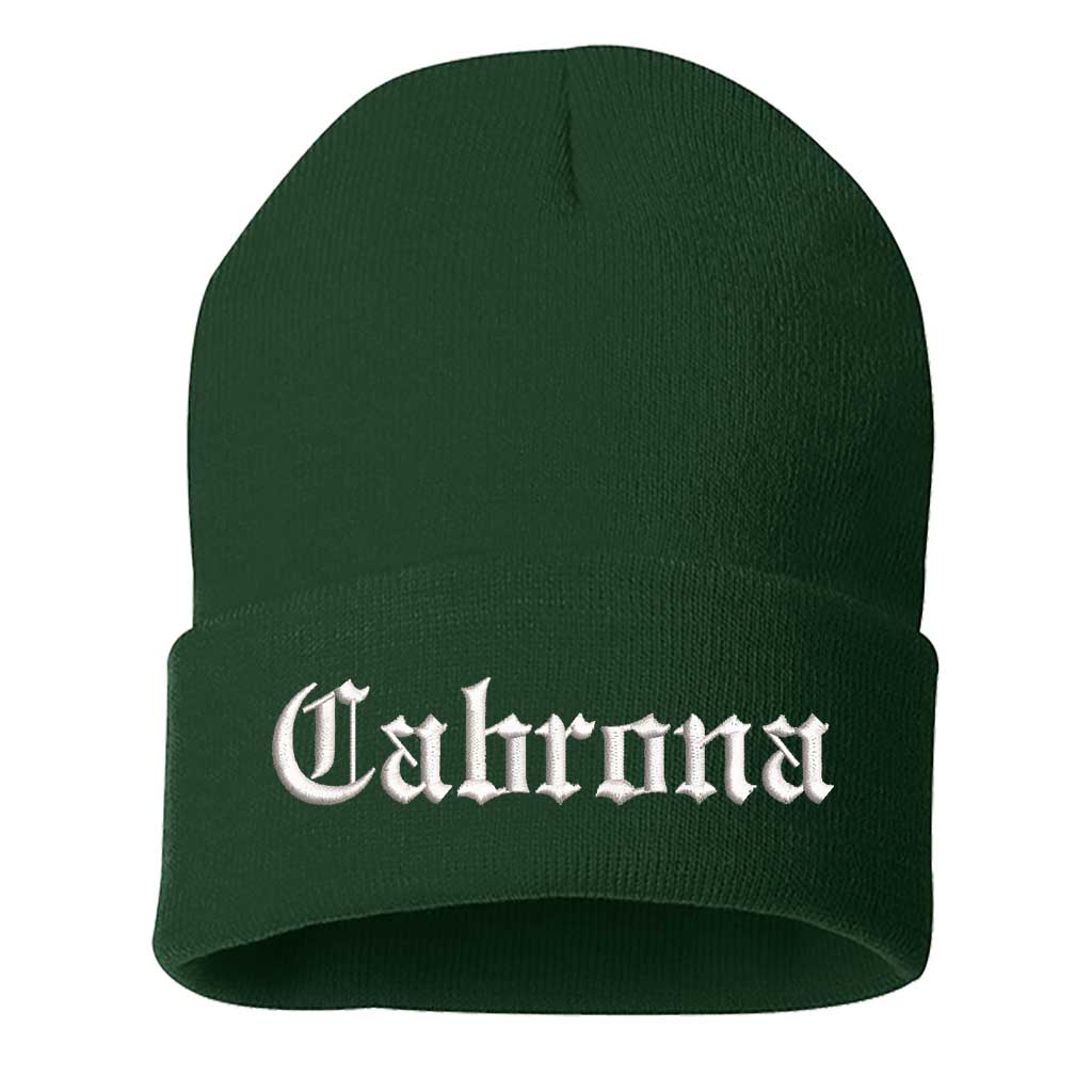 Kelly Green Beanie embroidered with Cabrona - DSY Lifestyle