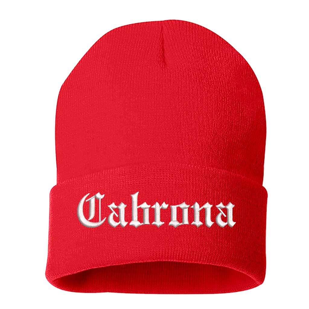 Red Beanie embroidered with Cabrona - DSY Lifestyle