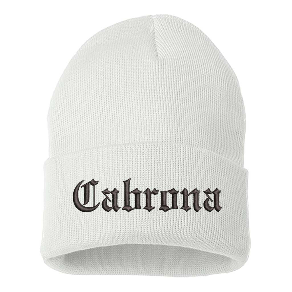 White Beanie embroidered with Cabrona - DSY Lifestyle