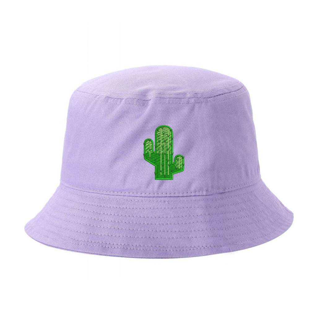 Lilac Bucket Hat embroidered with a cactus - DSY Lifestyle