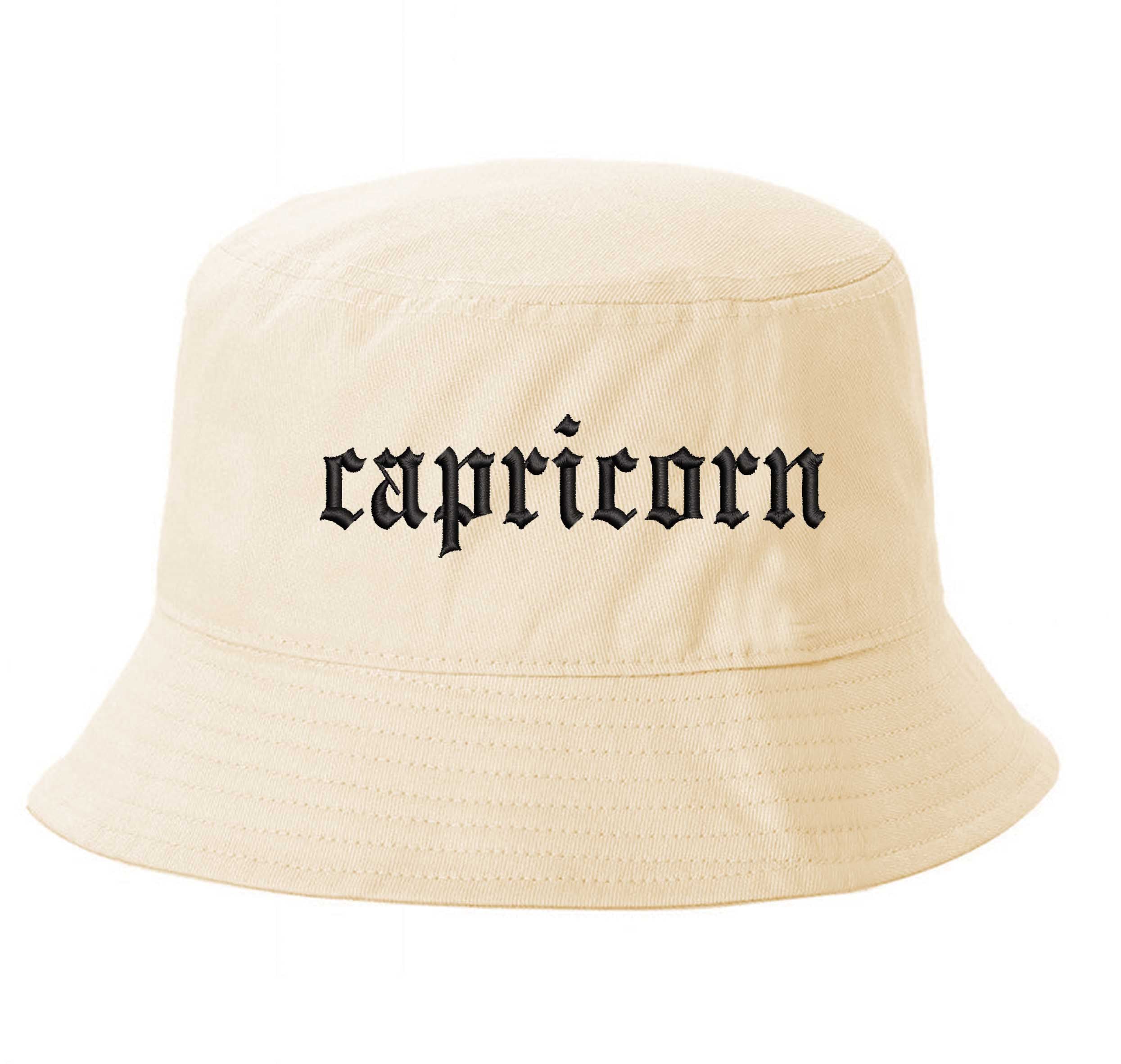 Stone Capricorn Bucket Hat, a zodiac statement hat for confident, grounded style with an effortless edge. DSY Lifestyle.