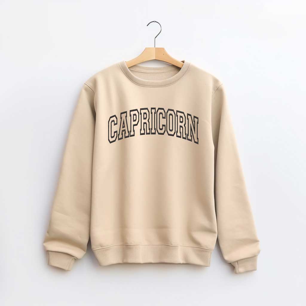 Sand Sweatshirt Embroidered with Capricorn- DSY Lifestyle