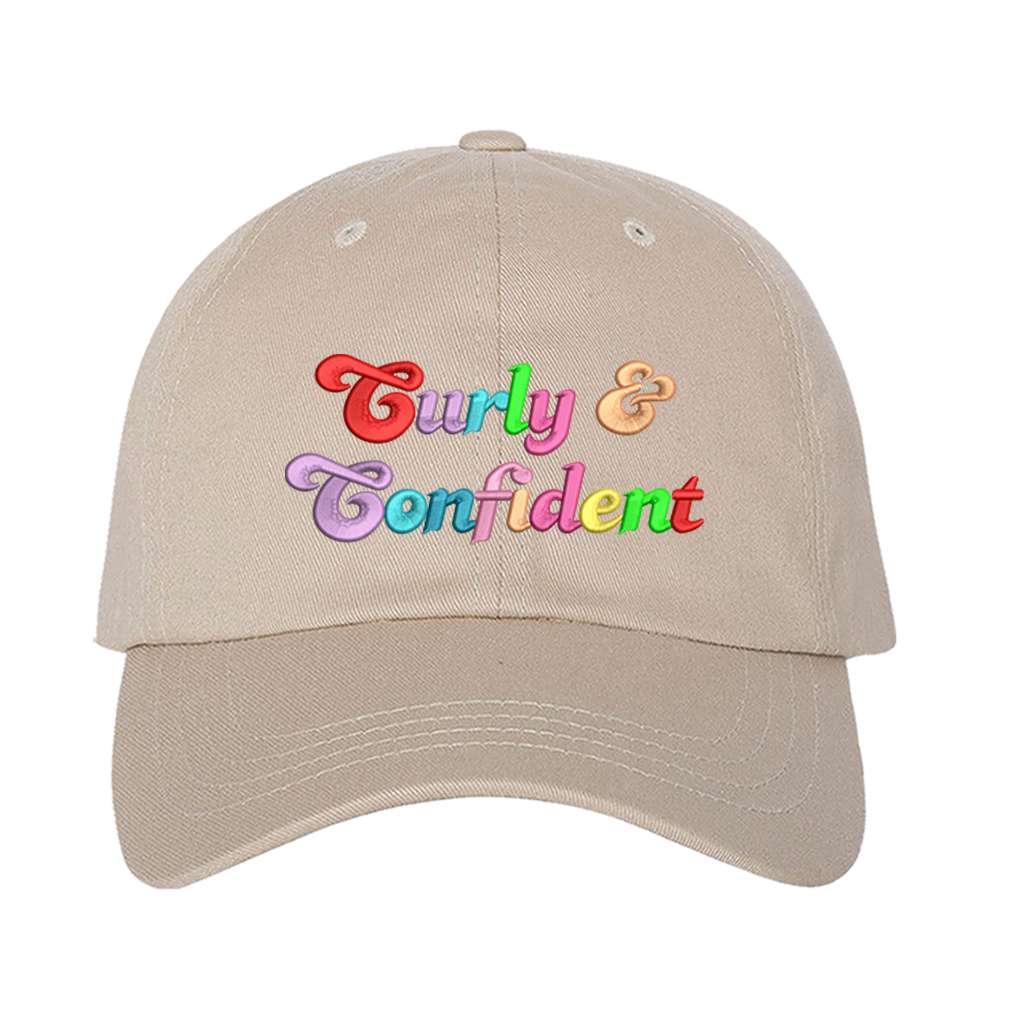 Stone baseball hat embroidered with the phrase curly & confident-DSY Lifestyle