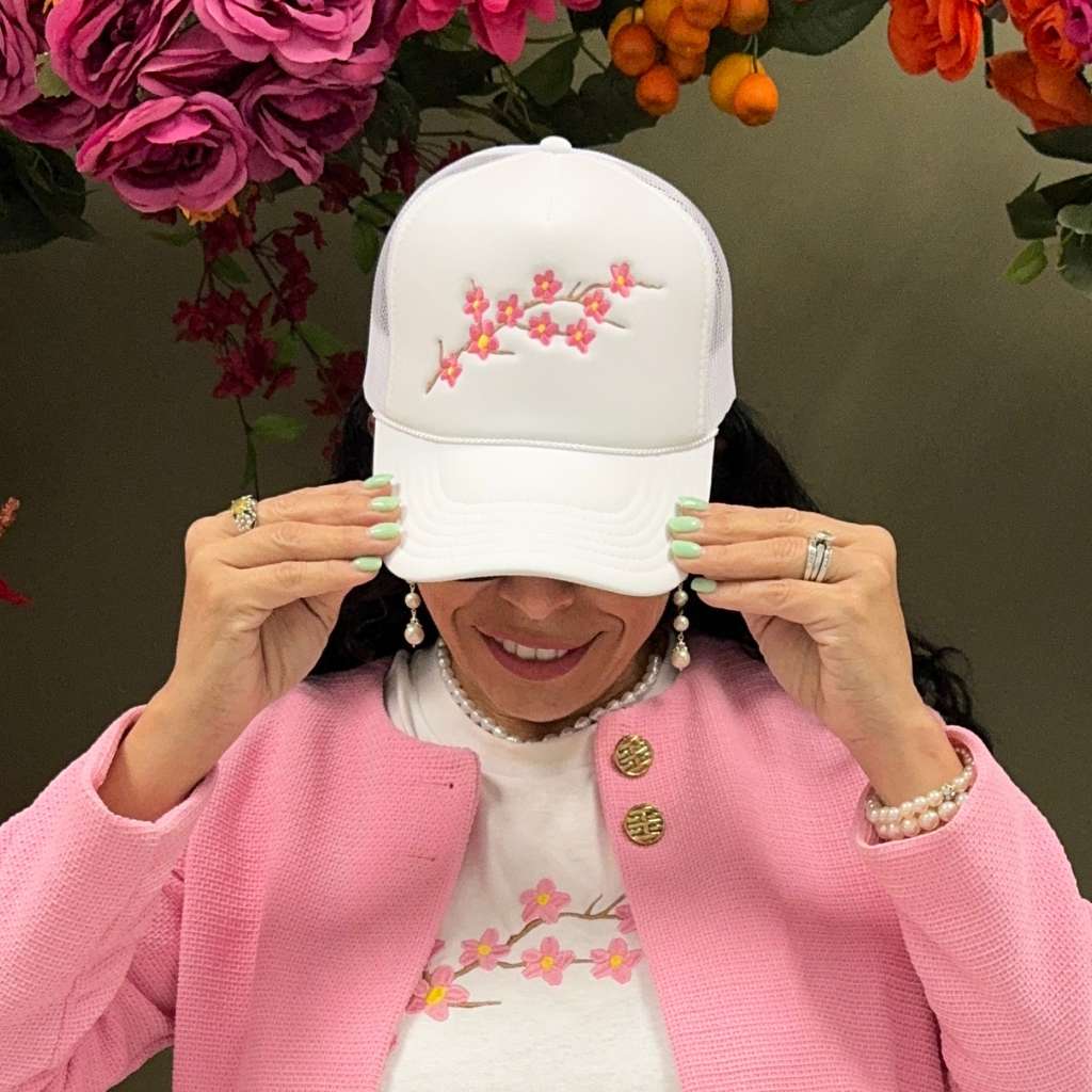 Cherry Blossom Trucker Hat Solid Color Trucker Hats - Spring Trucker Hats