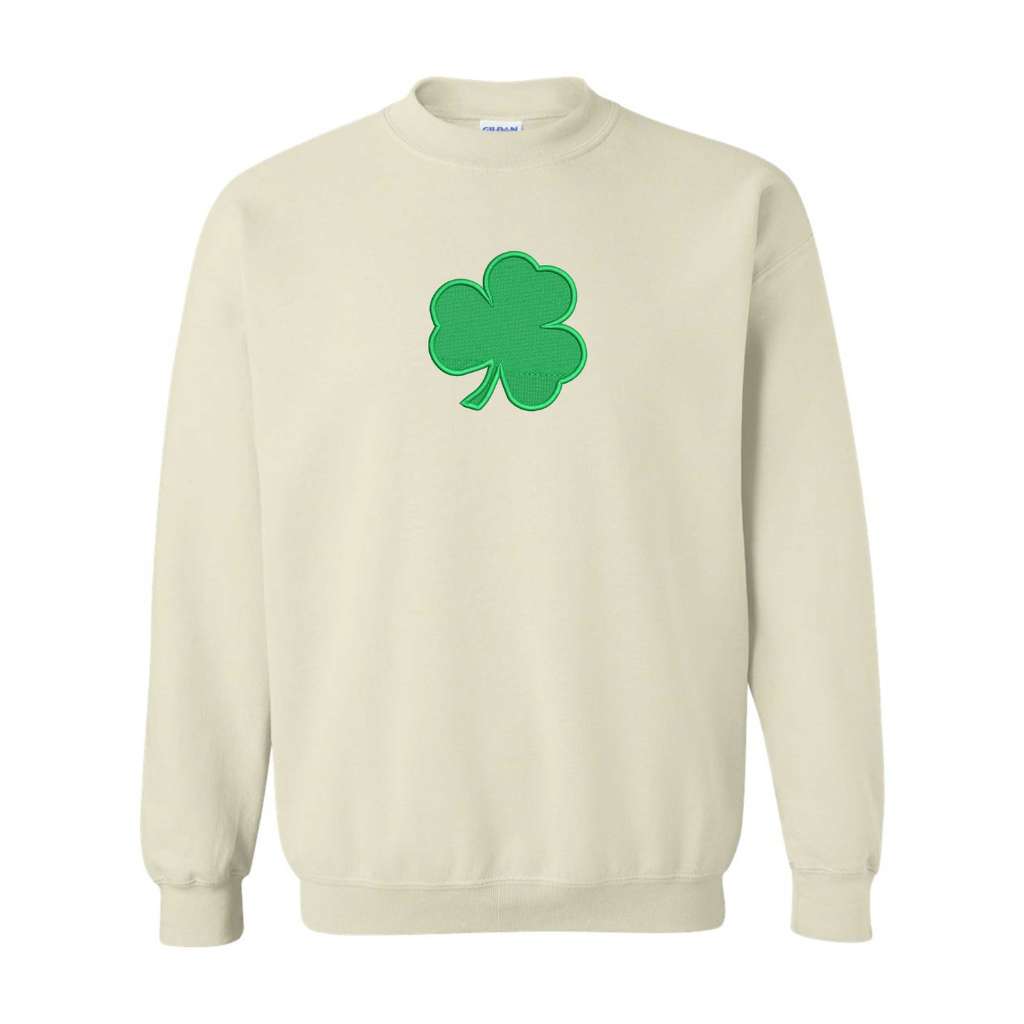 Embroidered Clover Shamrock Sand Sweatshirt - DSY Lifestyle