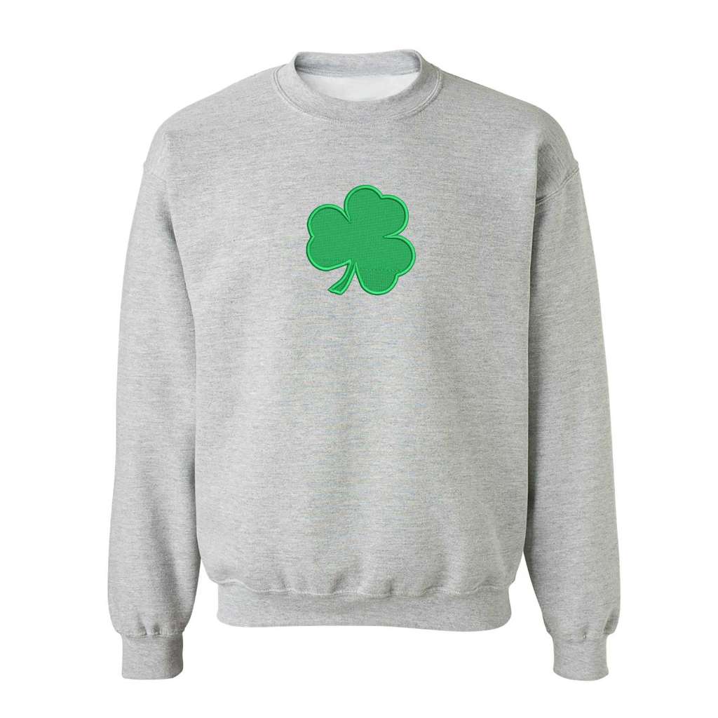 Embroidered Clover Shamrock Heather Gray Sweatshirt - DSY Lifestyle