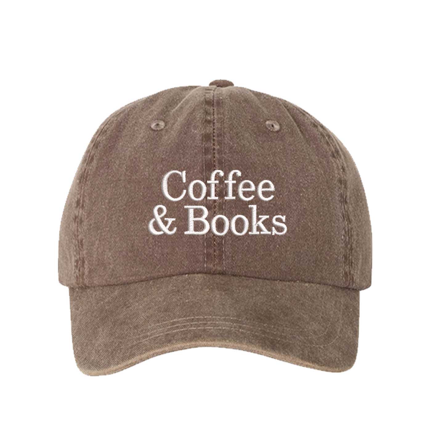 Chocolate Brown Coffee and Books Washed Baseball Hat, a soft cotton statement cap made for Sunday mornings and coffee runs in DFW, Texas. - DSY Lifestyle