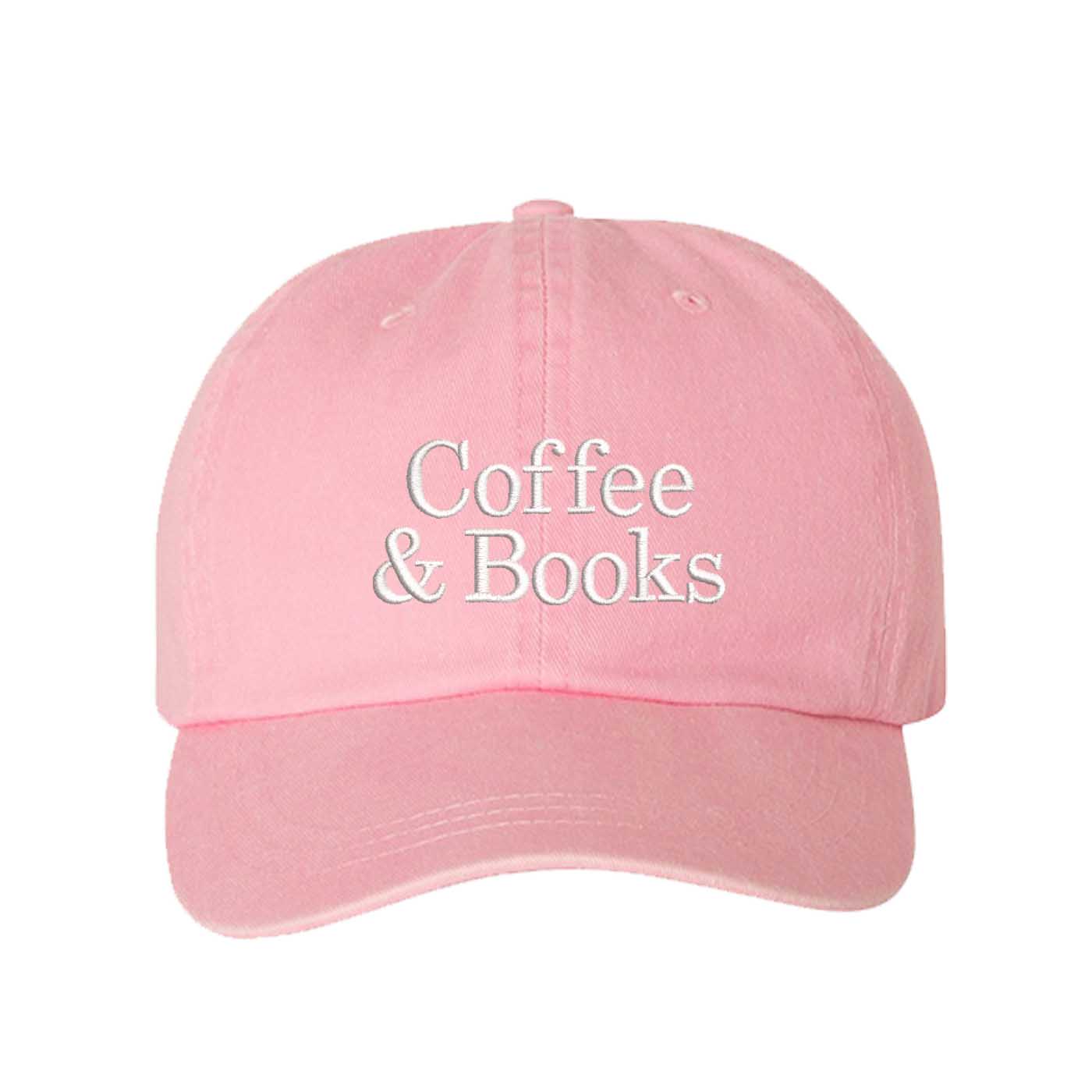 Light Pink Coffee and Books Washed Baseball Hat, a soft cotton statement cap made for Sunday mornings and coffee runs in DFW, Texas. - DSY Lifestyle