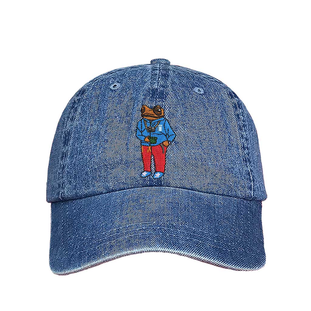 Concho El Coquí Embroidered Denim Cap with the puerto rican flag on the side - DSY Lifestyle