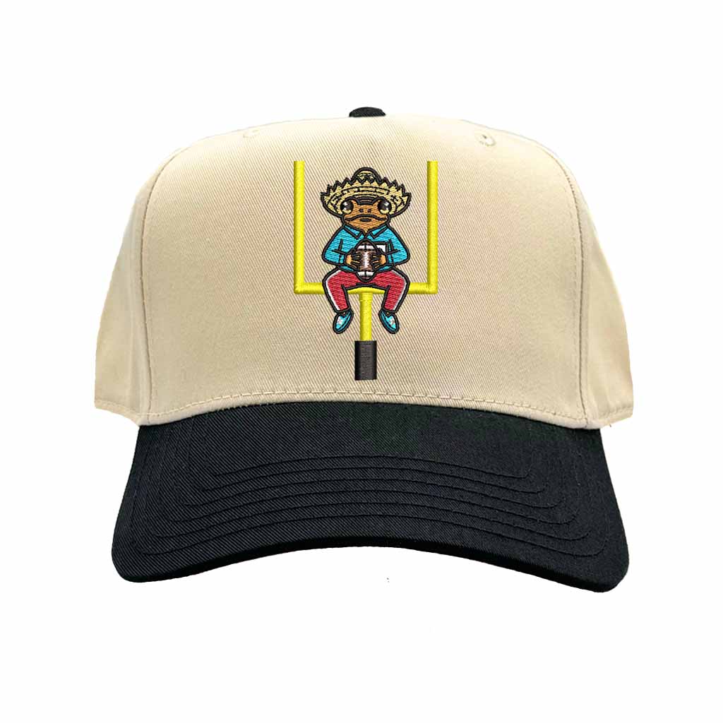 Natural Black Sapo Concho Coqui Football Half Time Show embroidered two-tone baseball hat – Puerto Rican gameday cap - DSY Lifestyle