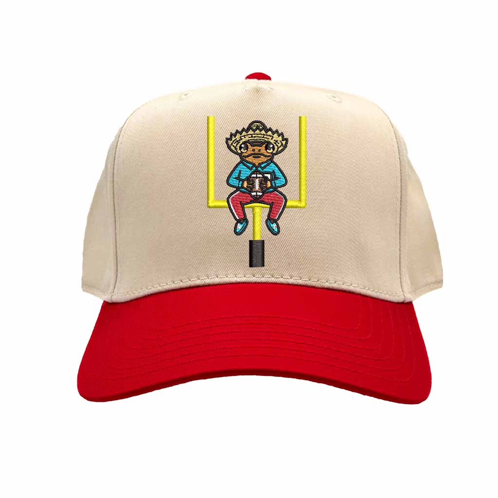 Natural Red Sapo Concho Coqui Football Half Time Show embroidered two-tone baseball hat – Puerto Rican gameday cap - DSY Lifestyle