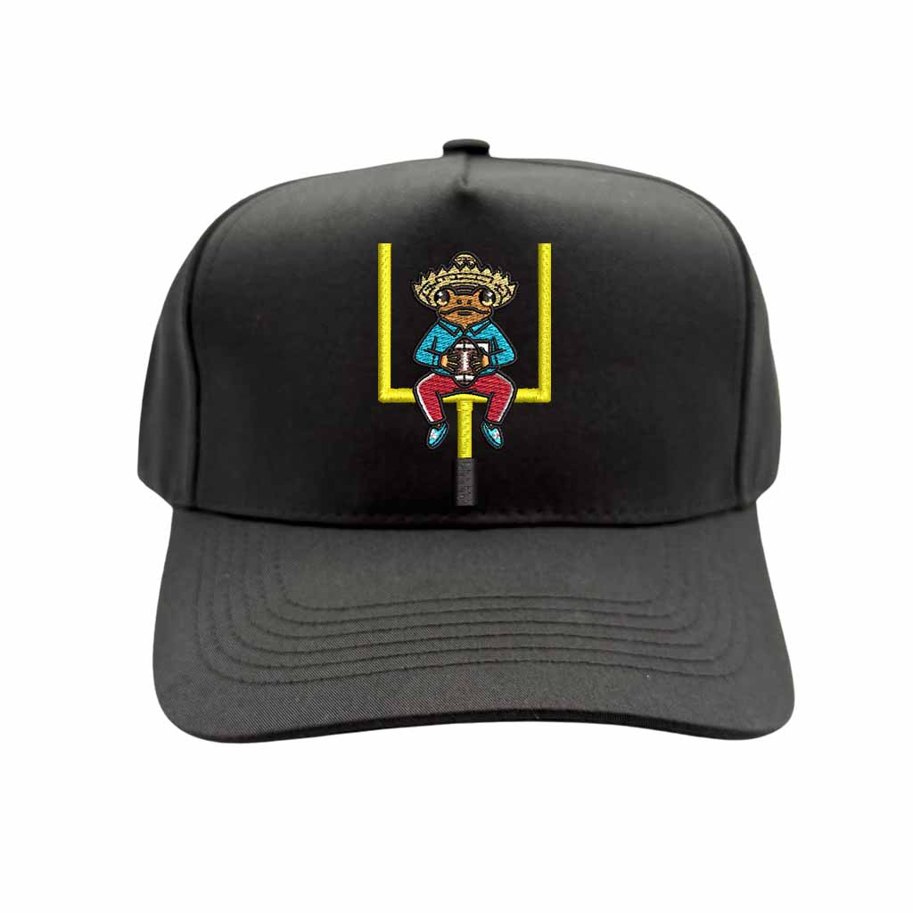 Black Sapo Concho Coqui Football Half Time Show embroidered 8-panel baseball hat – Puerto Rican gameday cap - DSY Lifestyle