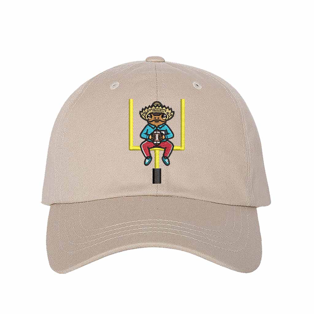 Stone Sapo Concho Coqui Football Half Time Show Embroidered Baseball Hat featuring Puerto Rican cultural embroidery with adjustable hook and loop and breathable cotton fabric – DSY Lifestyle