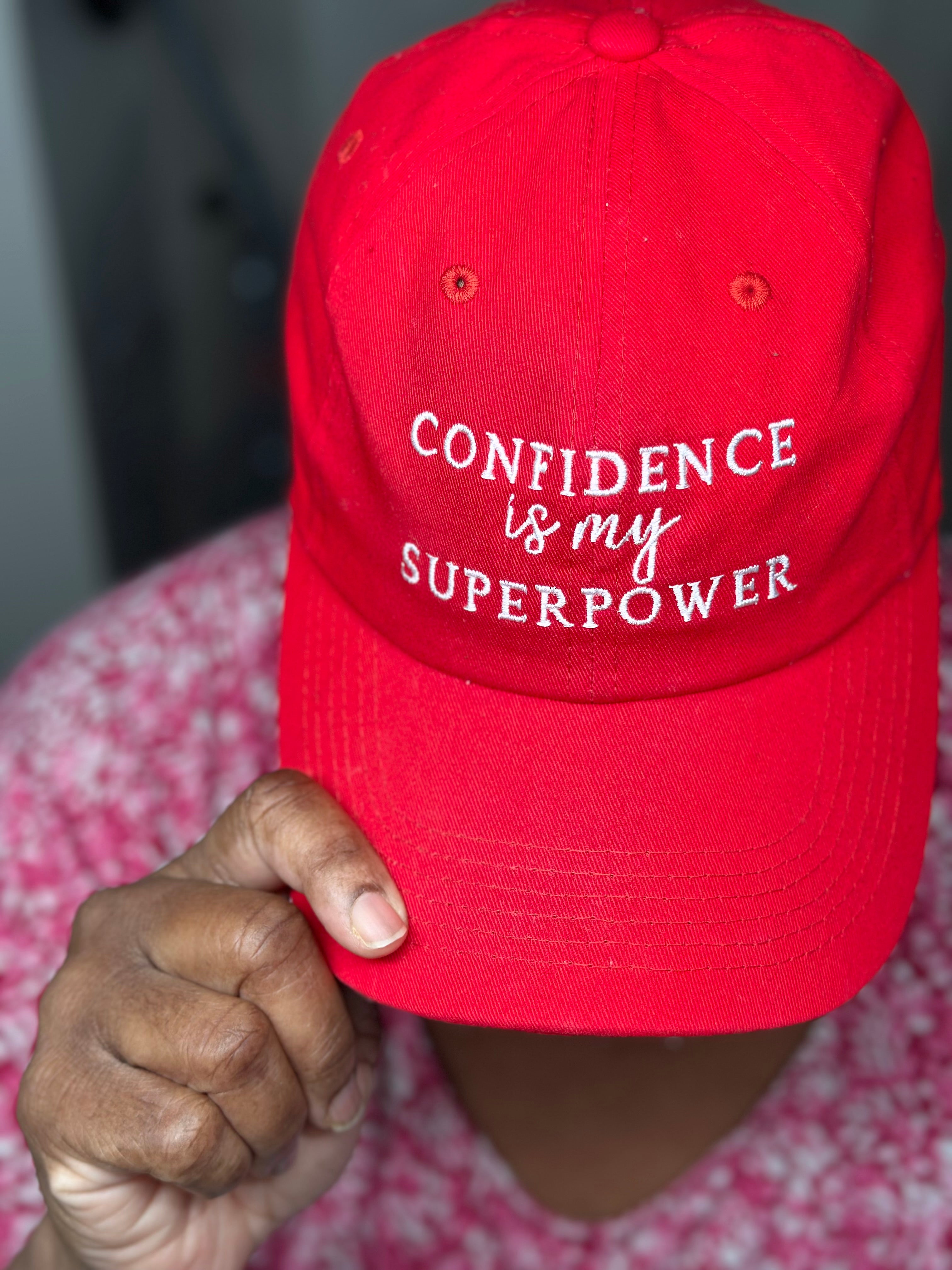 Red Confidence Is My Superpower Embroidered Baseball Hat – A bold statement hat with premium embroidery, perfect for those who own their confidence – DSY Lifestyle