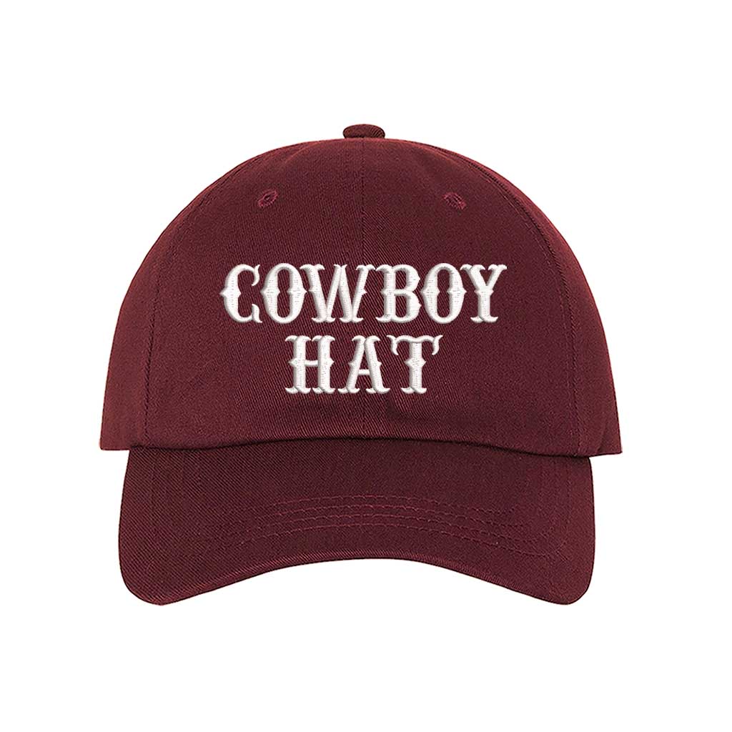 Burgundy baseball hat embroidered with the phrase cowboy hat-DSY Lifestyle