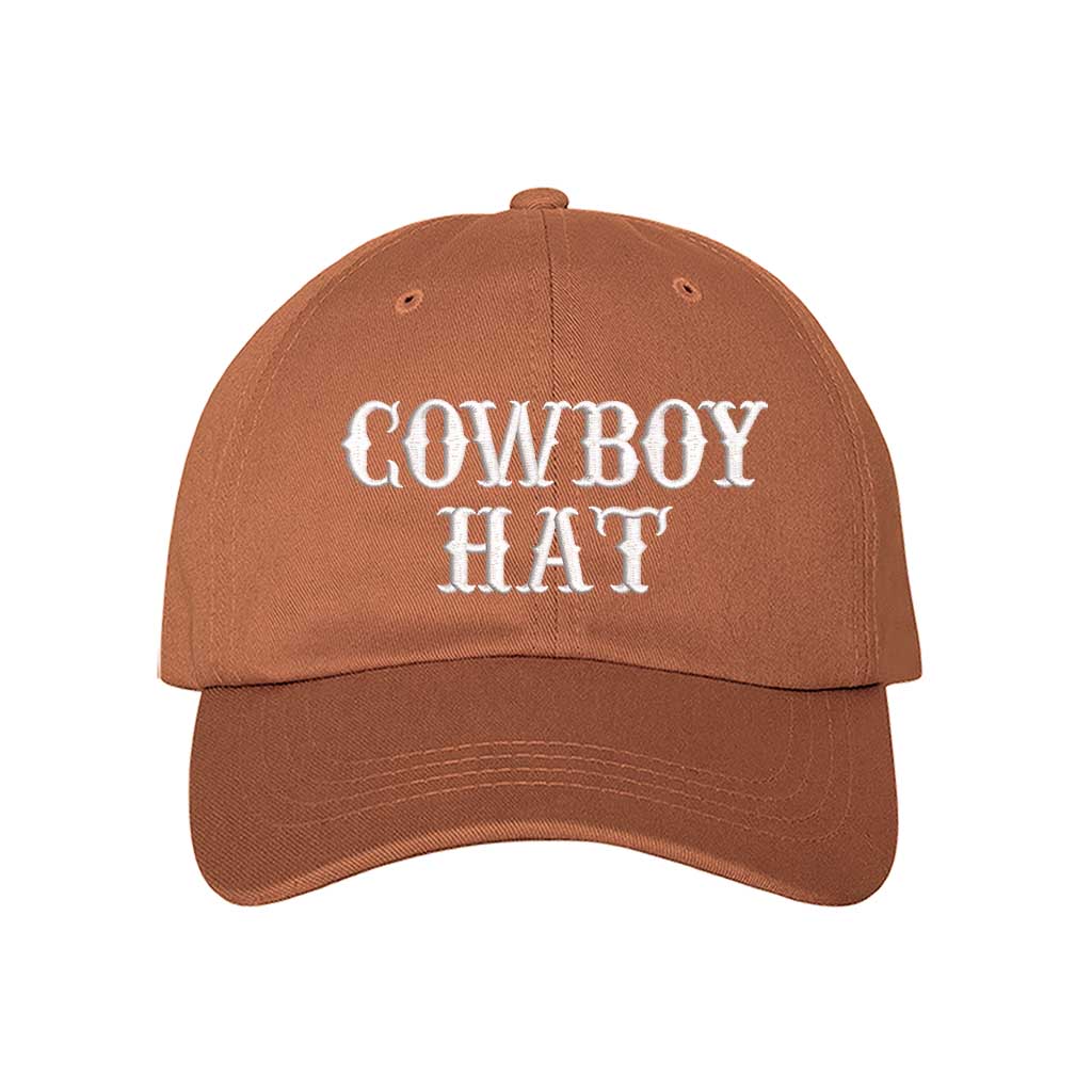 Burnt Orange baseball hat embroidered with the phrase cowboy hat-DSY Lifestyle
