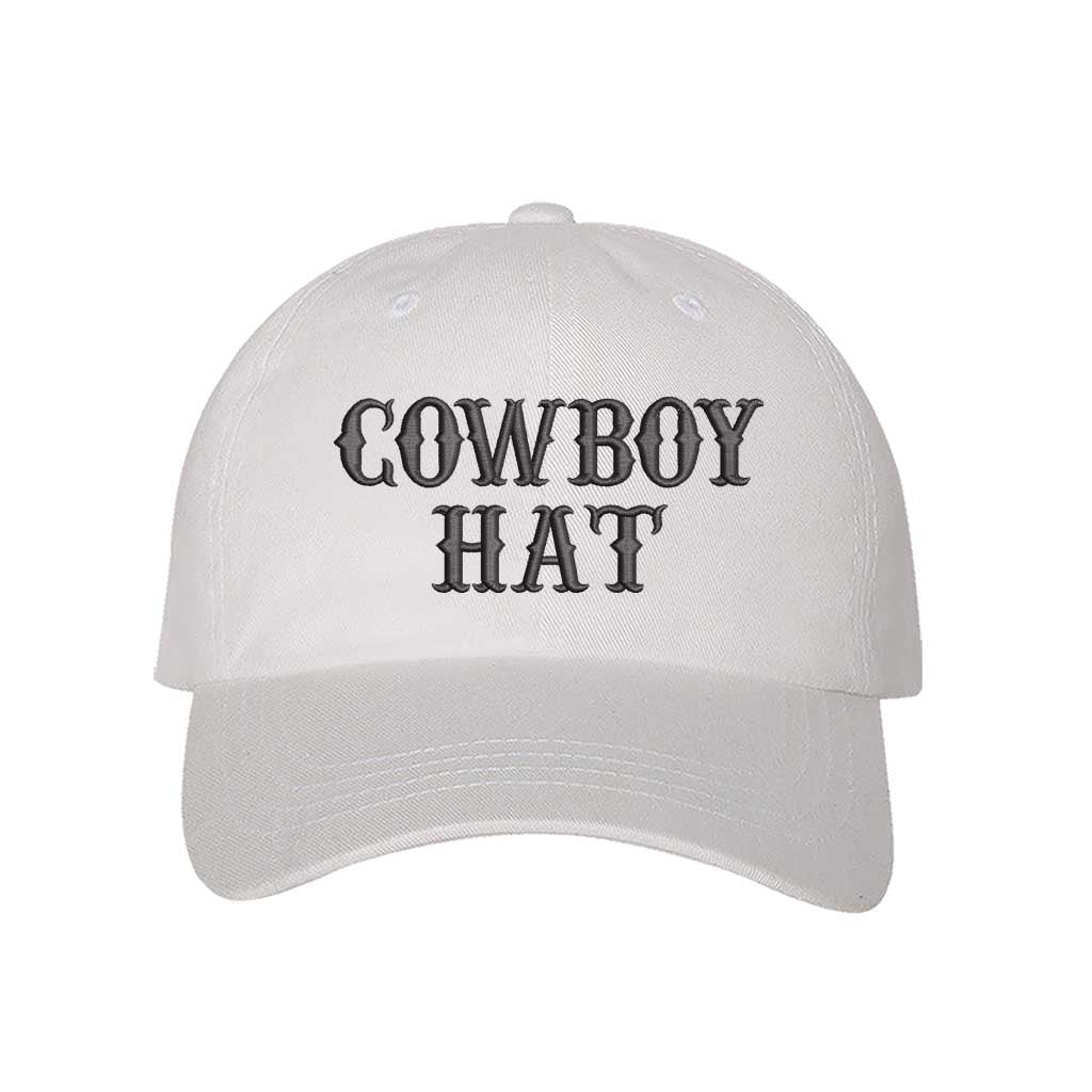 White baseball hat embroidered with the phrase cowboy hat-DSY Lifestyle
