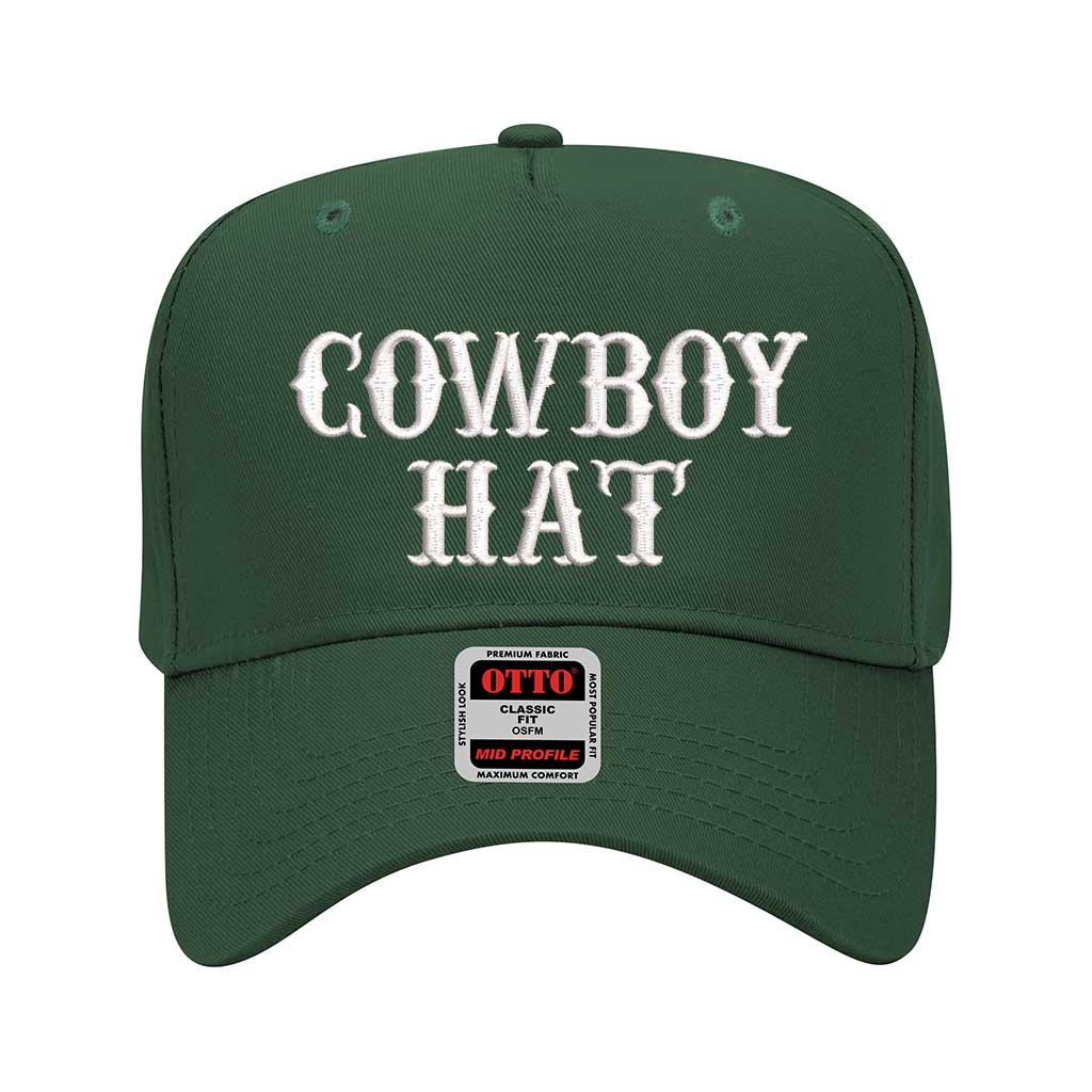 Forest Green solid 5 panel baseball hat embroidered with the phrase cowboy hat-DSY Lifestyle