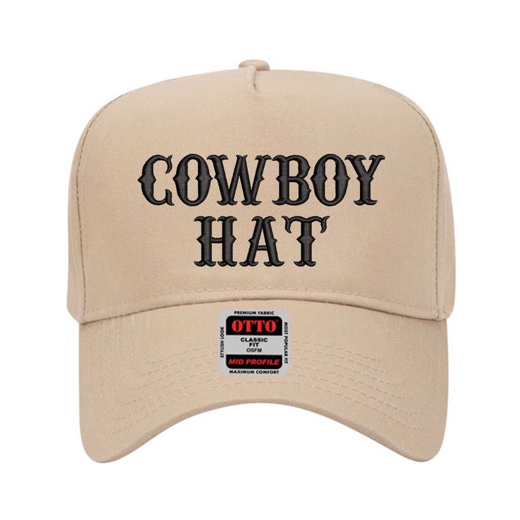 Khaki solid 5 panel baseball hat embroidered with the phrase cowboy hat-DSY Lifestyle