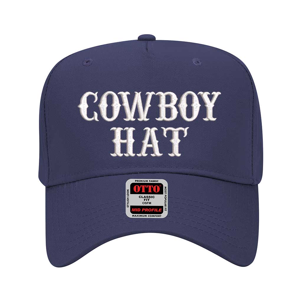 Navy solid 5 panel baseball hat embroidered with the phrase cowboy hat-DSY Lifestyle