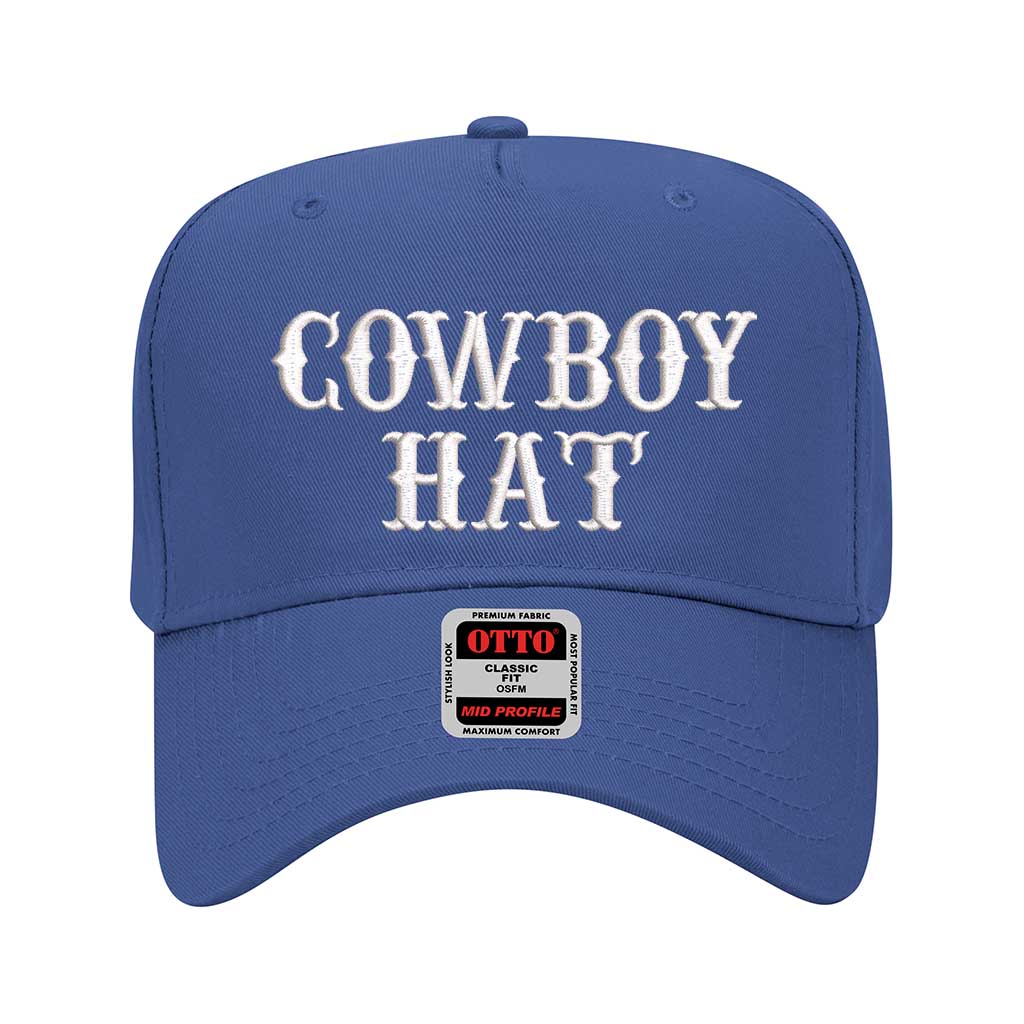 Royal blue solid 5 panel baseball hat embroidered with the phrase cowboy hat-DSY Lifestyle