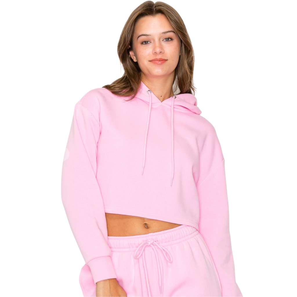 Cropped Fleece Hoodie Sweatshirt - Cozy & Stylish Crop Fleece Pullover Hoodie