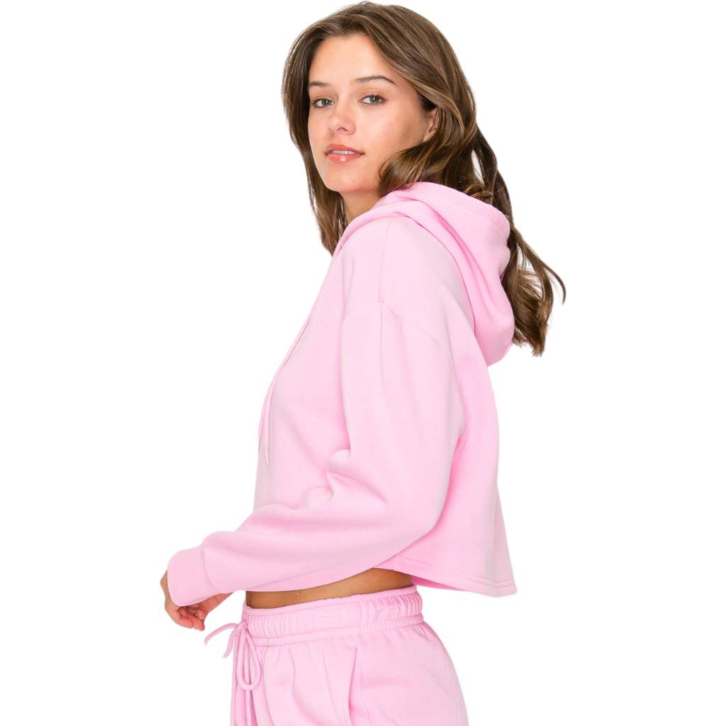 Cropped Fleece Hoodie Sweatshirt - Cozy & Stylish Crop Fleece Pullover Hoodie