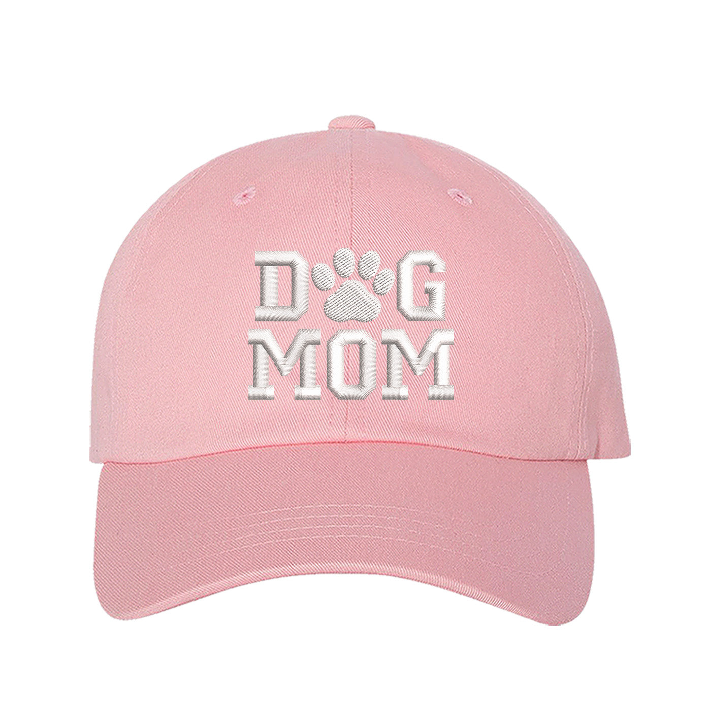 Light Pink Dog Mom With Paw Embroidered Baseball Hat, a playful statement hat for proud pet lovers with everyday style. DSY Lifestyle.