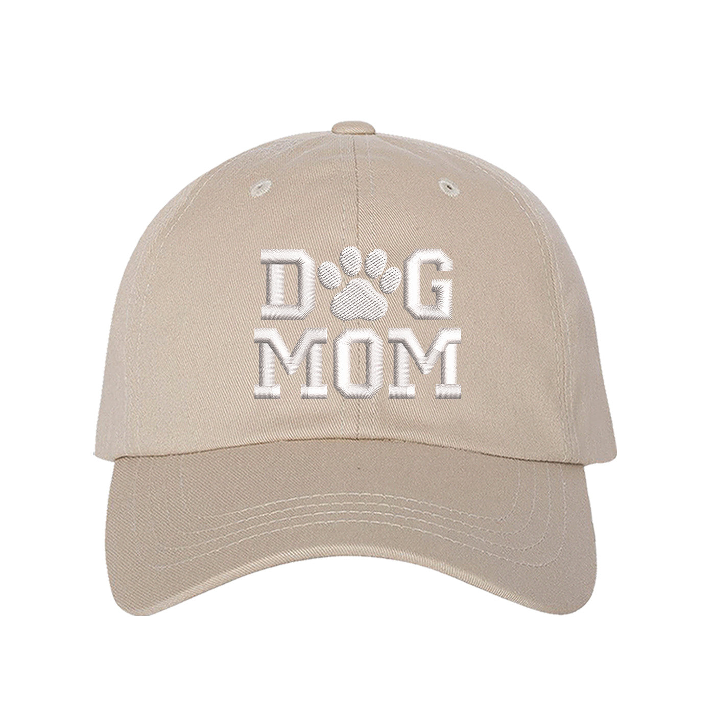 Stone Dog Mom With Paw Embroidered Baseball Hat, a playful statement hat for proud pet lovers with everyday style. DSY Lifestyle.