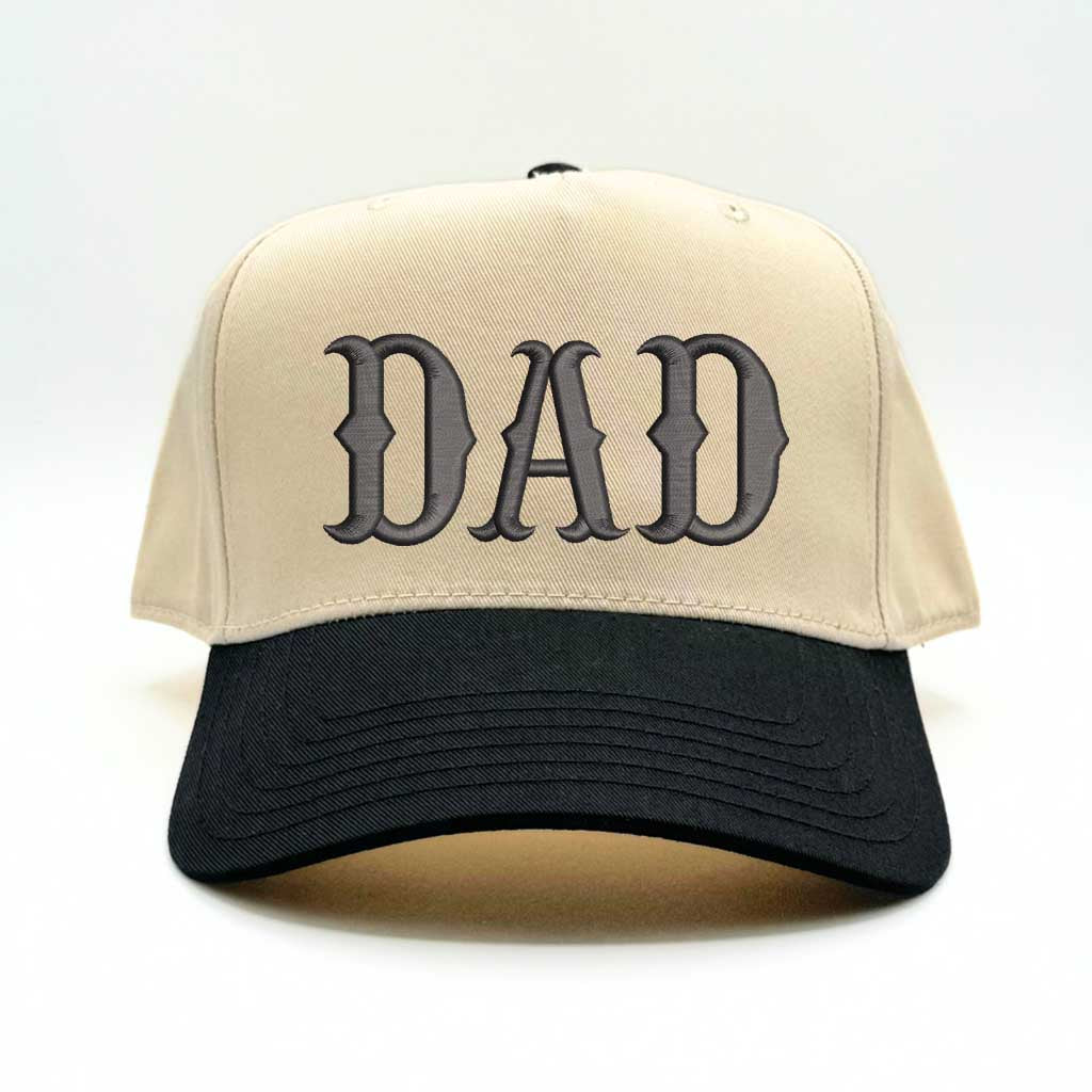 Natural/Black Dad Western 5-panel embroidered baseball hat with a rustic country feel and bold stitching – DSY Lifestyle